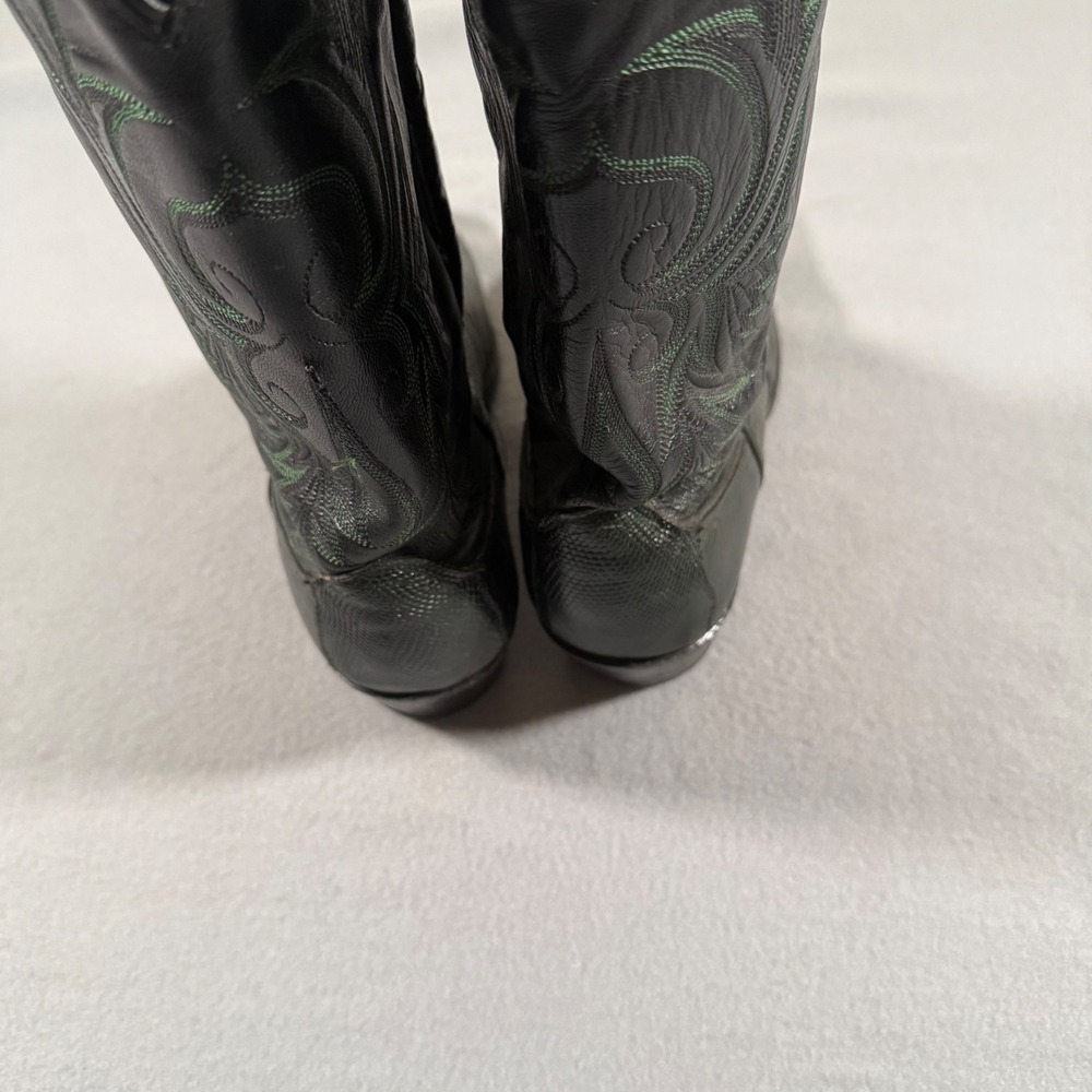 Vintage Dan Post Lizard Skin Cowboy Boots Mens 10.5 EW Black and Green Western - Picture 4 of 8